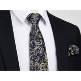 Paisley Tie Handkerchief Set - 39 NAVY