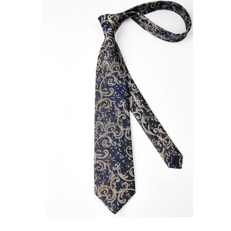 Paisley Tie Handkerchief Set - 39 NAVY