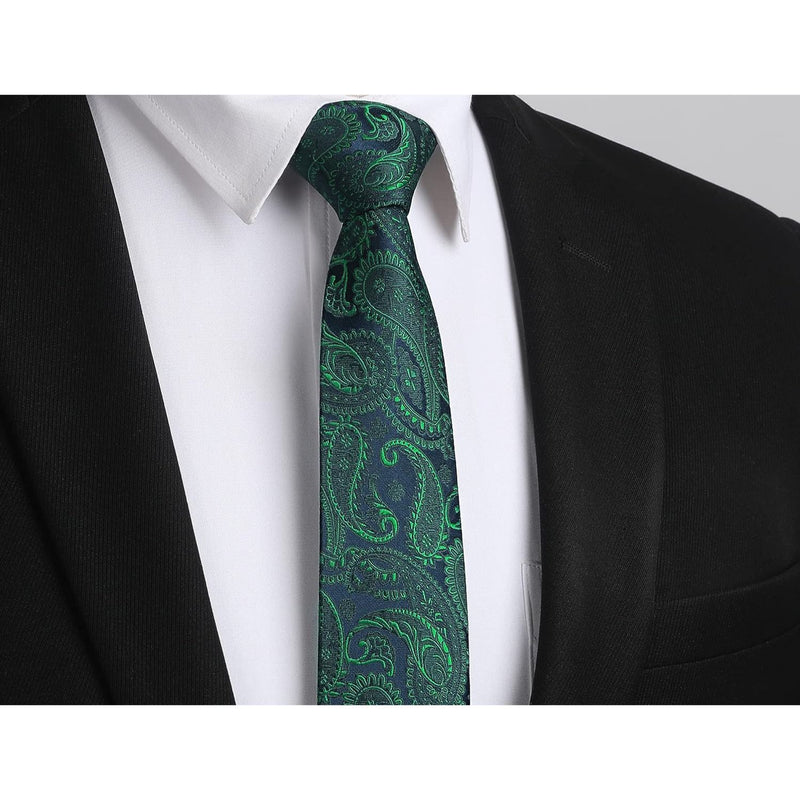 Paisley 2.17'' Skinny Formal Tie - B- GREEN