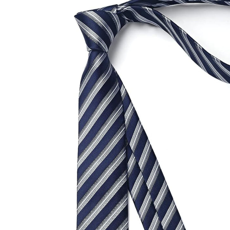 Stripe 2.17' Skinny Formal Tie - D- NAVY/SILVER