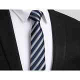 Stripe 2.17' Skinny Formal Tie - D- NAVY/SILVER