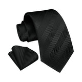 Stripe Tie Handkerchief Set - BLACK-1