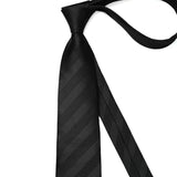 Stripe Tie Handkerchief Set - BLACK-1