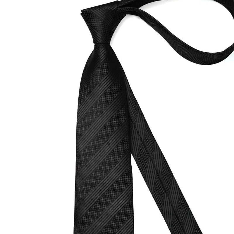 Stripe Tie Handkerchief Set - BLACK-1