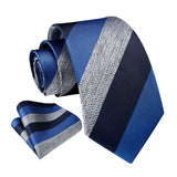 Stripe Tie Handkerchief Set - 42 NAVY BLUE