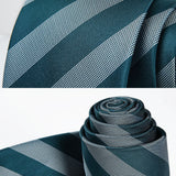 Stripe Tie Handkerchief Set - 28 BLUE/GREY