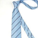 Stripe Tie Handkerchief Cufflinks - A012-LIGHT BLUE