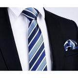 Stripe Tie Handkerchief Set - 35 BLUE/NAVY