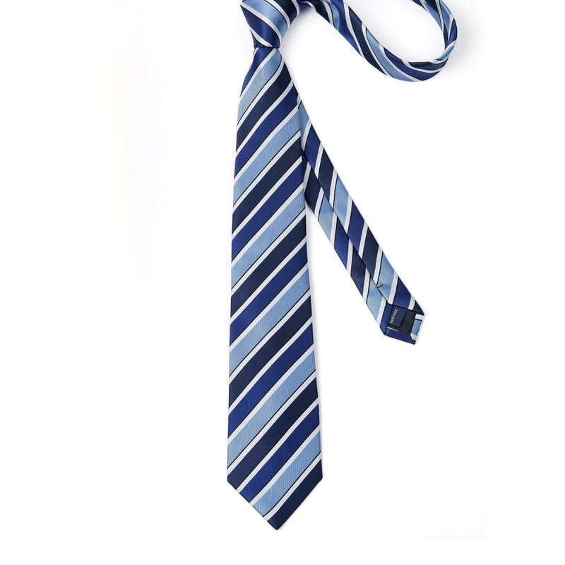 Stripe Tie Handkerchief Set - 35 BLUE/NAVY