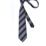 Stripe Tie Handkerchief Set - 45 NAVY BLUE /BROWN