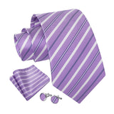 Stripe Tie Handkerchief Cufflinks - LIGHT PURPLE