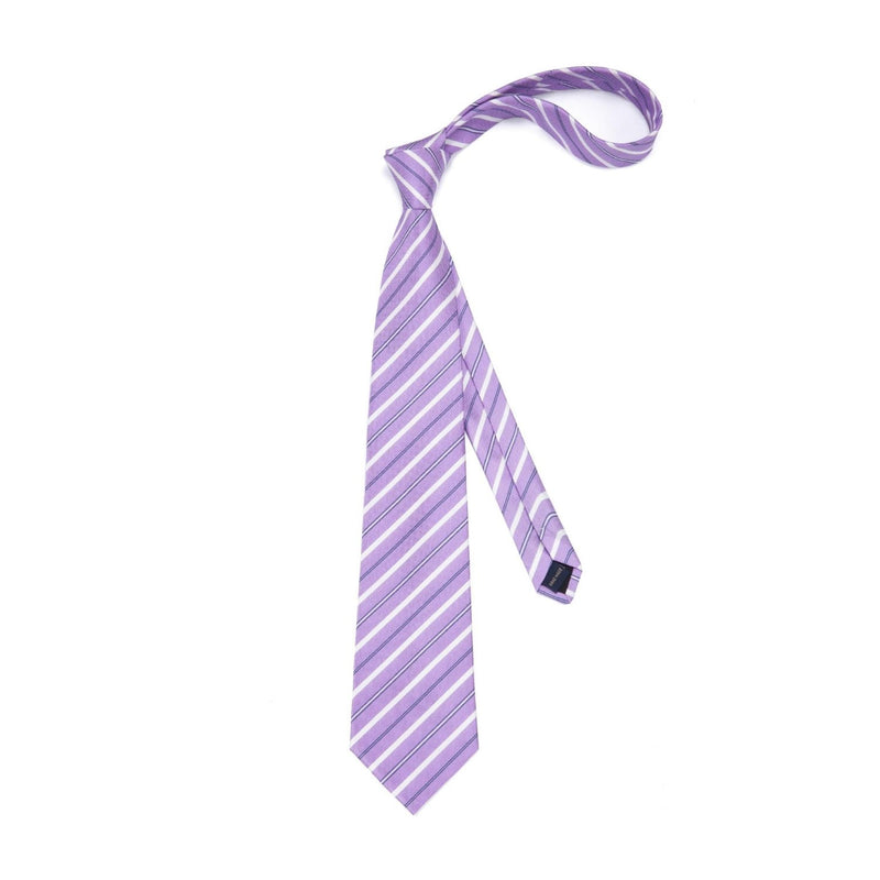 Stripe Tie Handkerchief Cufflinks - LIGHT PURPLE