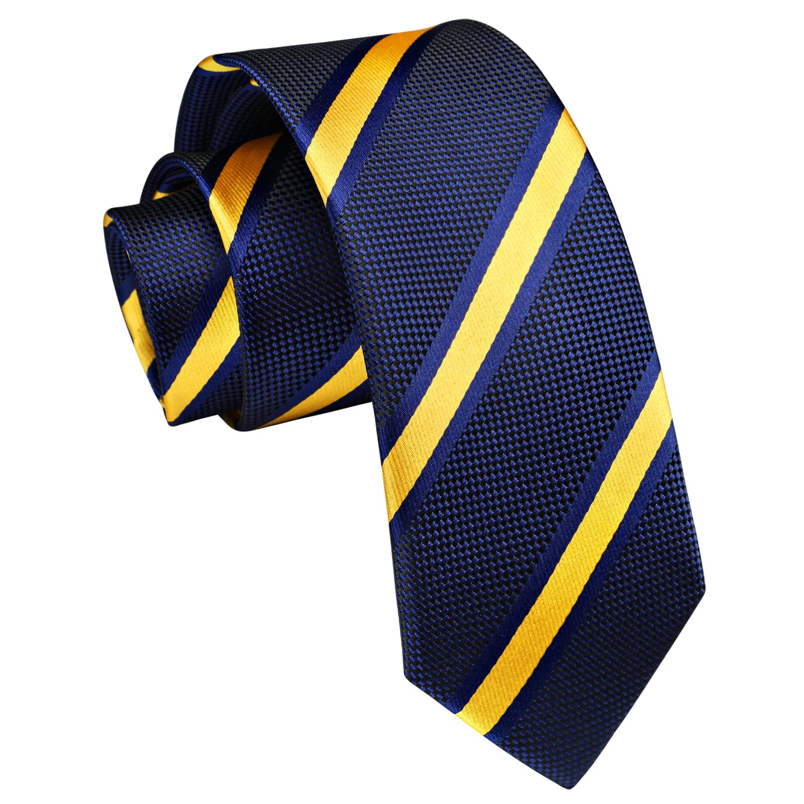 Stripe 2.17' Skinny Formal Tie - D- BLUE/YELLOW