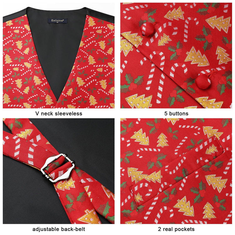 Christmas 3pc Suit Vest - RED-TREE