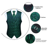 Paisley Vest Tie Handkerchief Set - GREEN/PURPLE