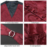 Paisley Vest Tie Handkerchief Set - BURGUNDY