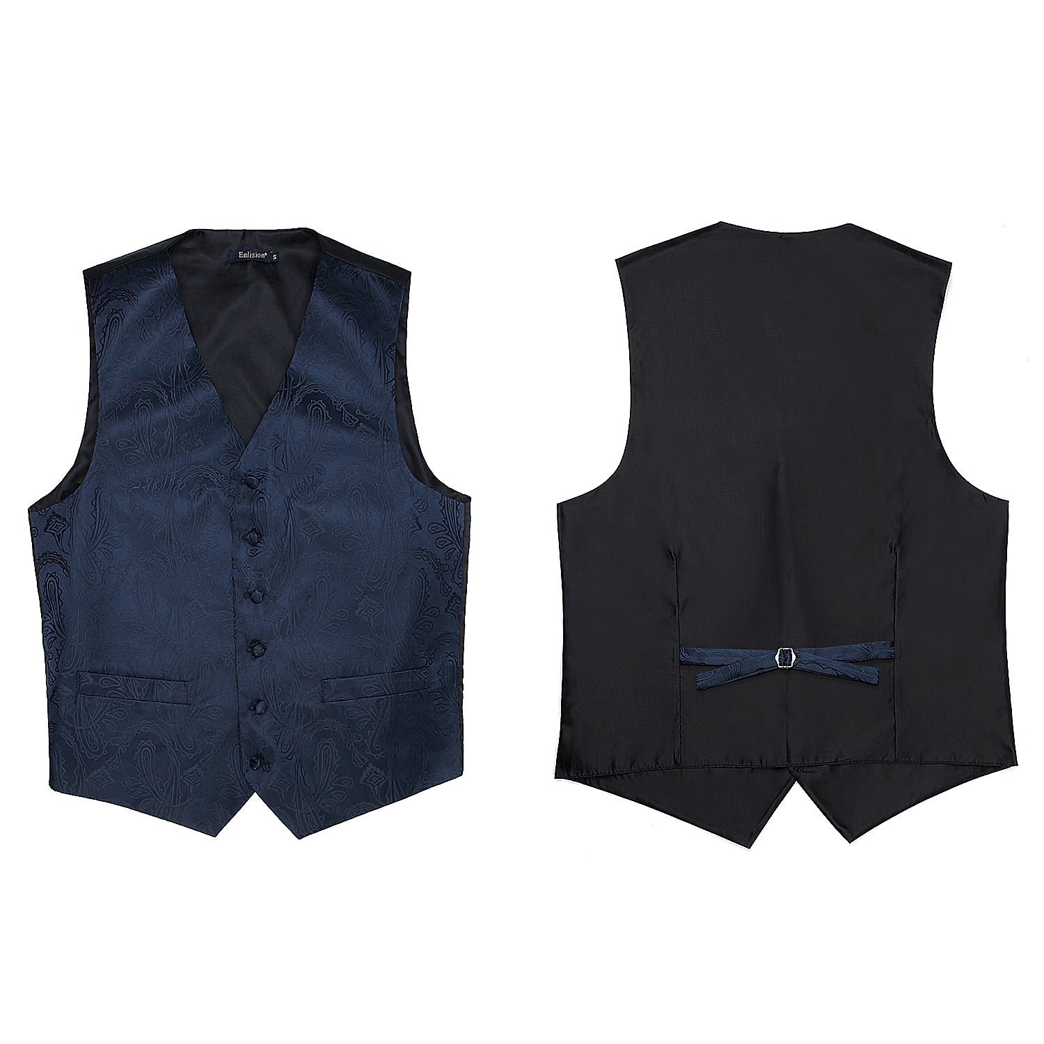 Paisley Vest Tie Handkerchief Set - Navy Blue
