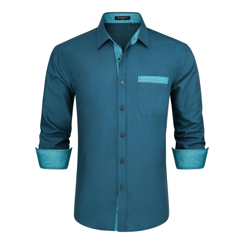 Casual Formal Shirt with Pocket - GREEN