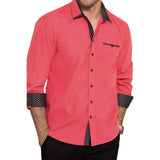 Casual Formal Shirt with Pocket - HOT PINK