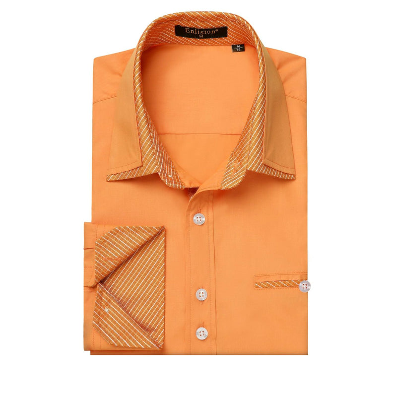 Casual Formal Shirt with Pocket - ORANGE