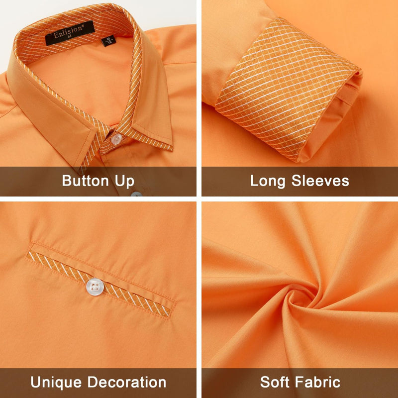 Casual Formal Shirt with Pocket - ORANGE