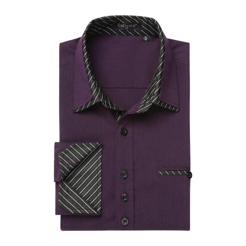 Casual Formal Shirt with Pocket - PURPLE