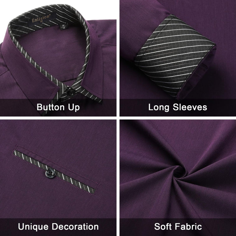 Casual Formal Shirt with Pocket - PURPLE