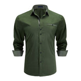 Casual Formal Shirt with Pocket - GREEN