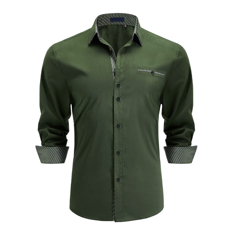 Casual Formal Shirt with Pocket - GREEN