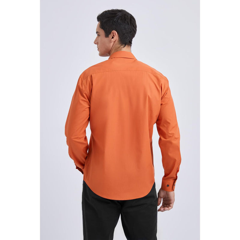 Casual Formal Shirt with Pocket - ORANGE