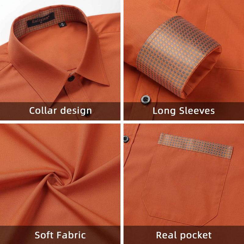 Casual Formal Shirt with Pocket - ORANGE