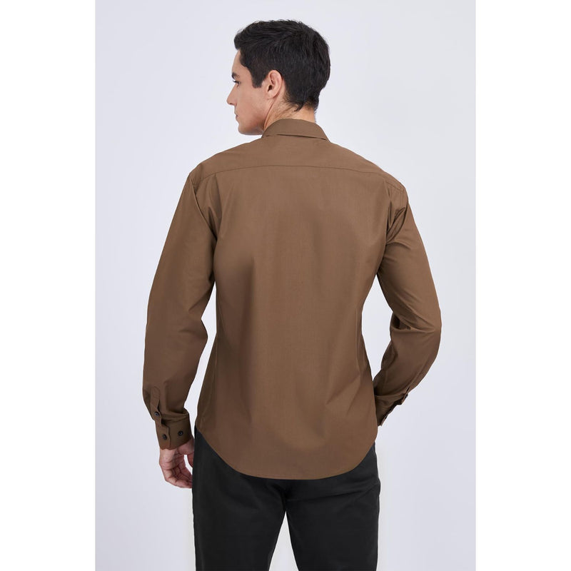 Casual Formal Shirt with Pocket - BROWN