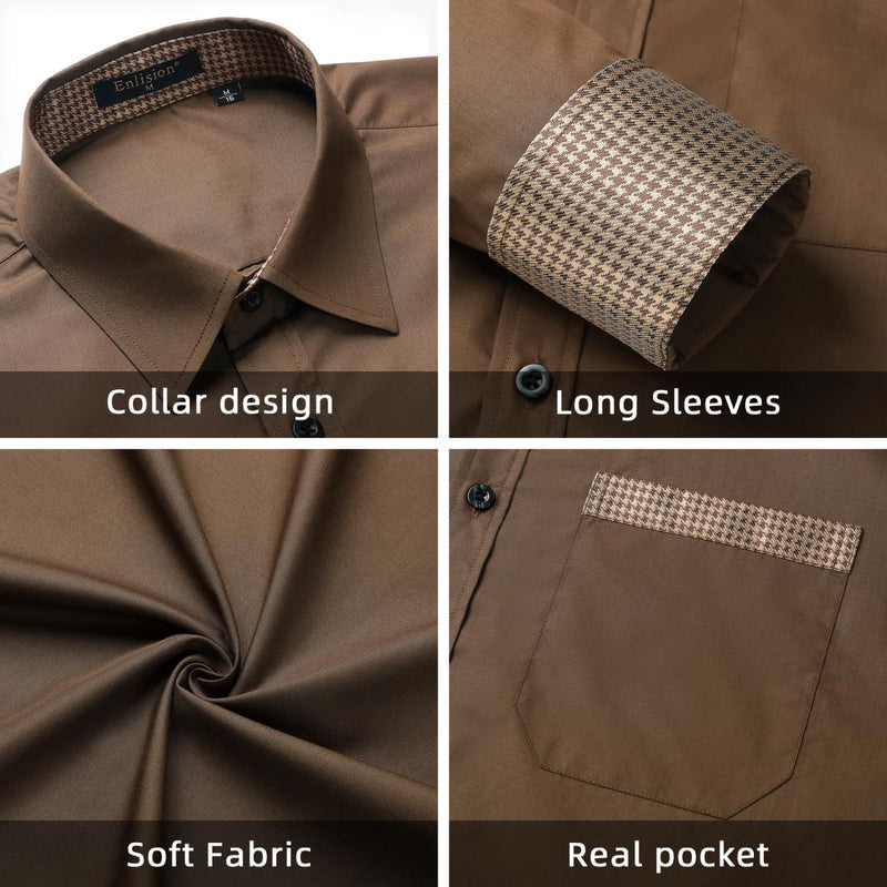 Casual Formal Shirt with Pocket - BROWN