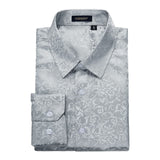 Men's Long Sleeve Shirt With Printing - 06-WHITE SILVER