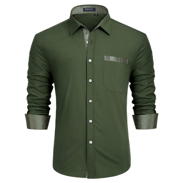 Casual Formal Shirt with Pocket - GREEN