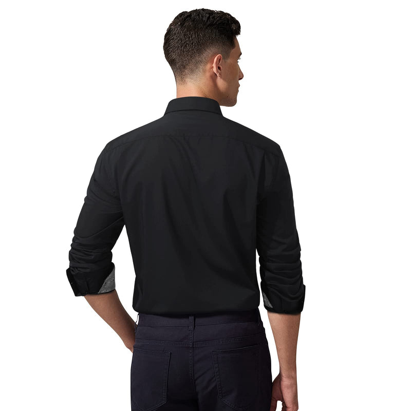 Casual Formal Shirt with Pocket - BLACK