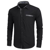 Casual Formal Shirt with Pocket - BLACK