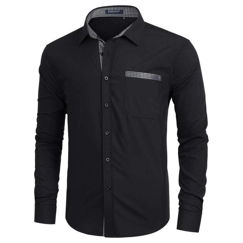 Casual Formal Shirt with Pocket - BLACK