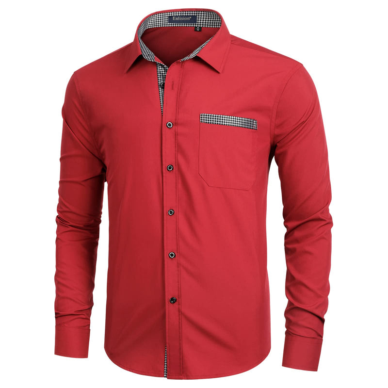 Casual Formal Shirt with Pocket - RED