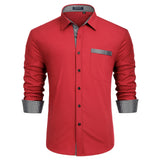 Casual Formal Shirt with Pocket - RED