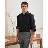 Men's Patchwork Dress Shirt with Pocket - F1-BLACK