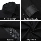 Men's Patchwork Dress Shirt with Pocket - F1-BLACK