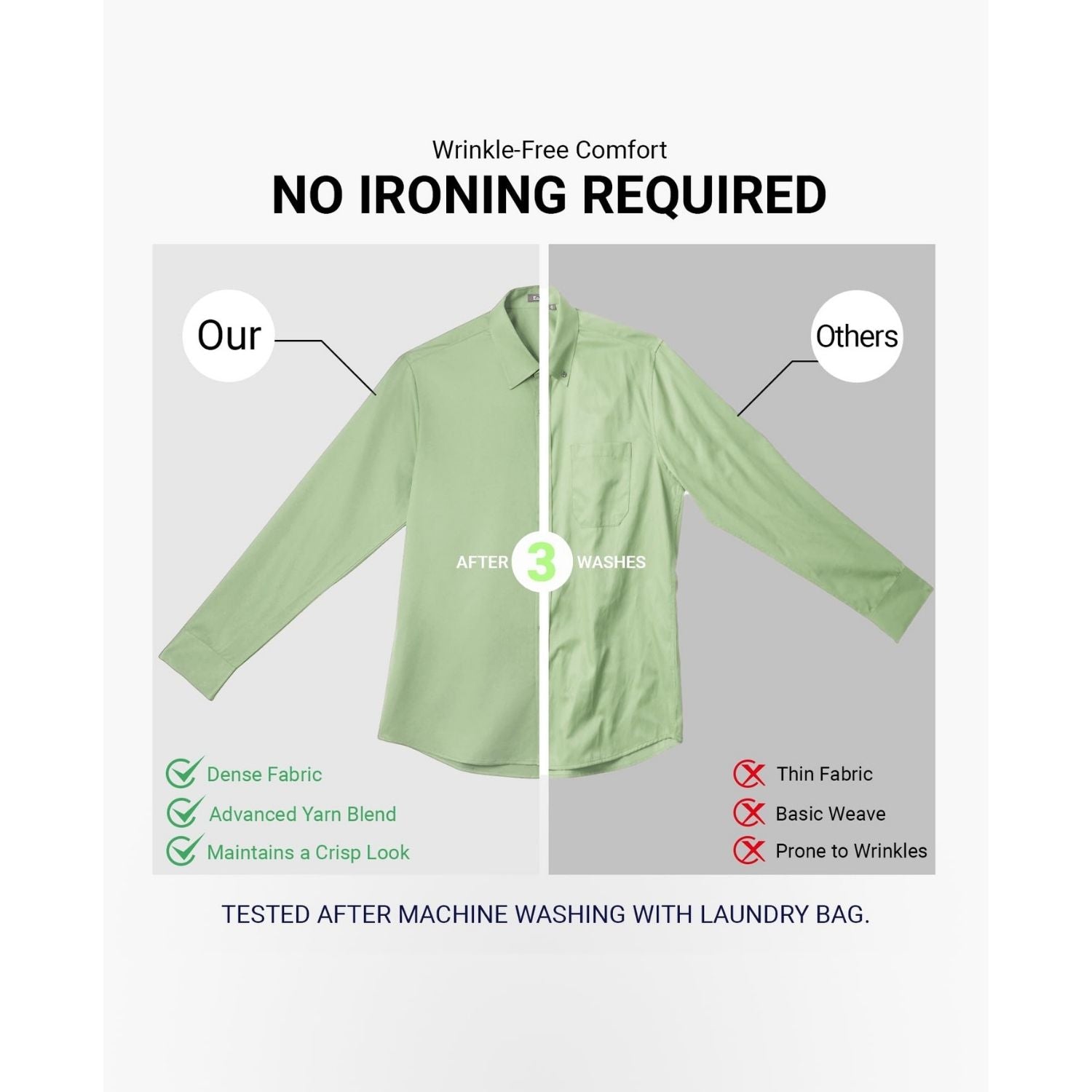 Men's Non-Iron Dress Shirt Long Sleeve 4-Way Stretch Wrinkle Free Sage Green Formal Shirt