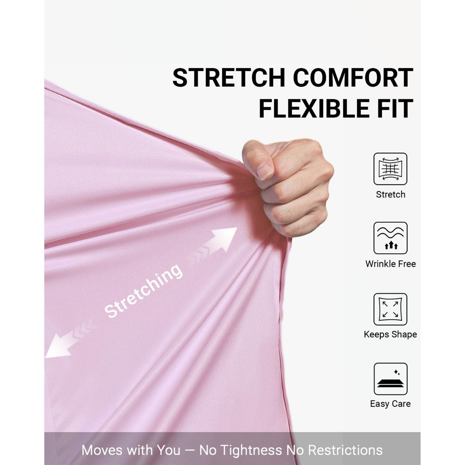 Men's Non-Iron Dress Shirt Long Sleeve 4-Way Stretch Wrinkle Free Pink Formal Shirt