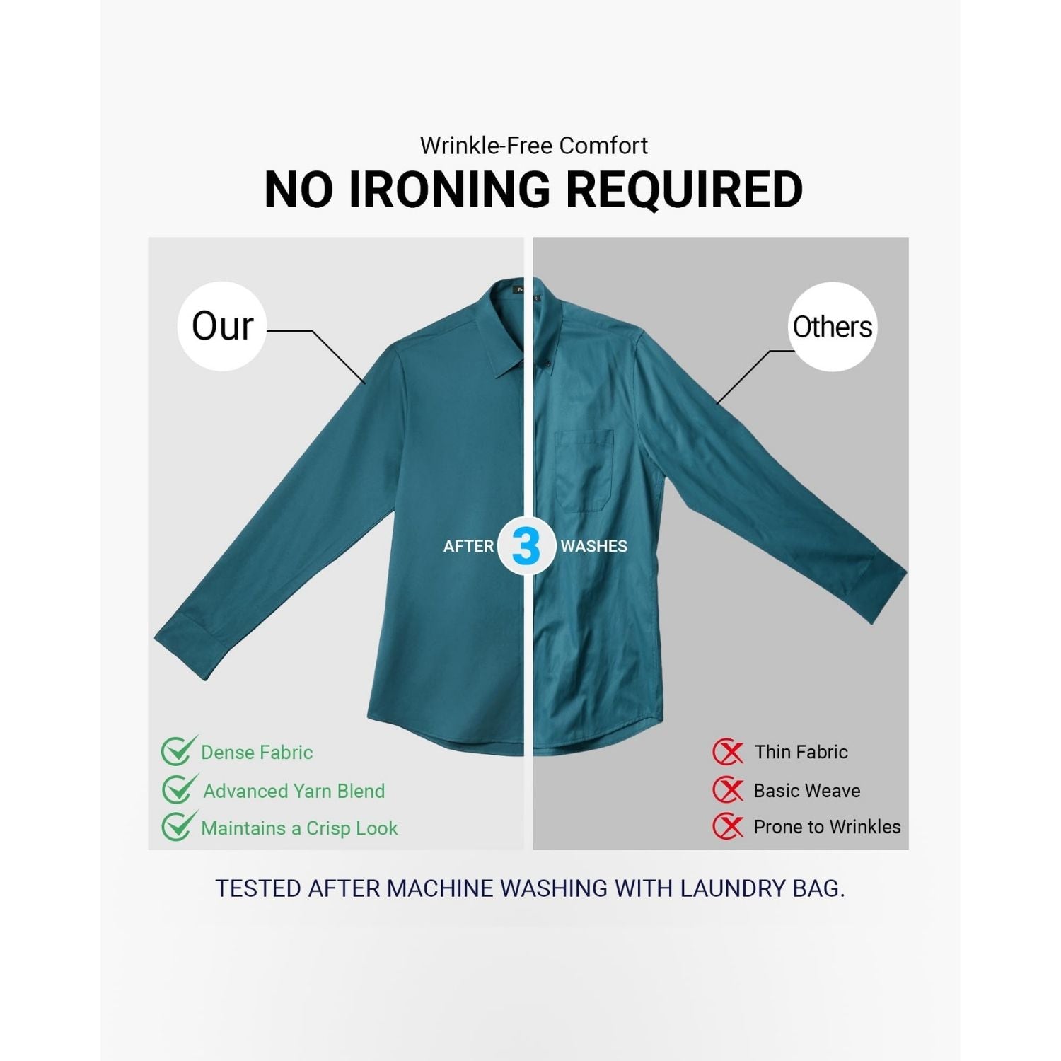 Men's Non-Iron Dress Shirt Long Sleeve 4-Way Stretch Wrinkle Free Teal Formal Shirt