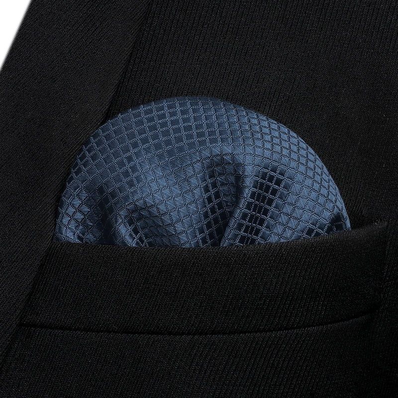 Plaid Bow Tie & Pocket Square Sets - NAVY BLUE 
