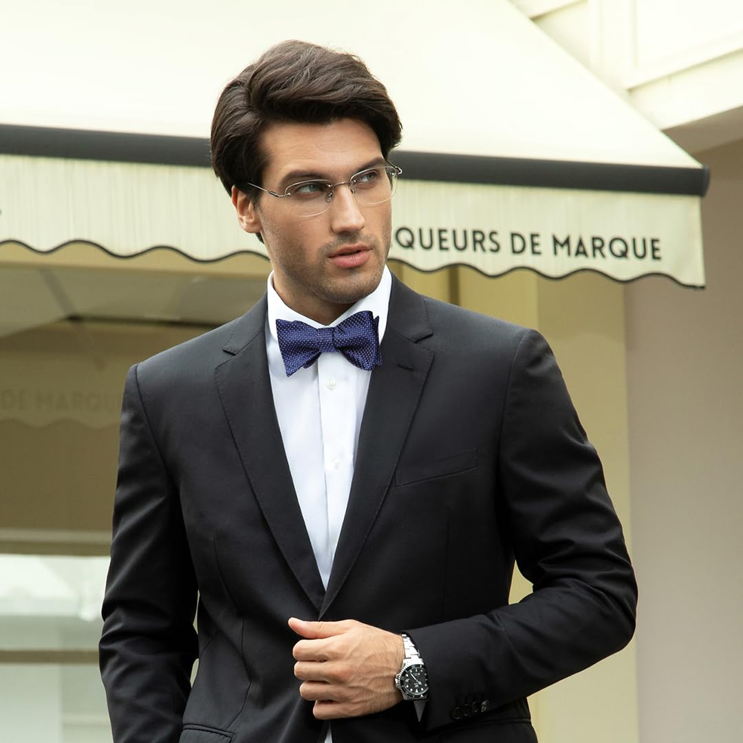 Plaid Bow Tie & Pocket Square - 2-BLUE/PINK