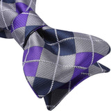 Plaid Bow Tie & Pocket Square Sets - A-NAVY BLUE/PURPLE