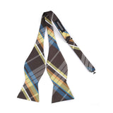 Plaid Bow Tie & Pocket Square Sets - B-YELLOW/BROWN