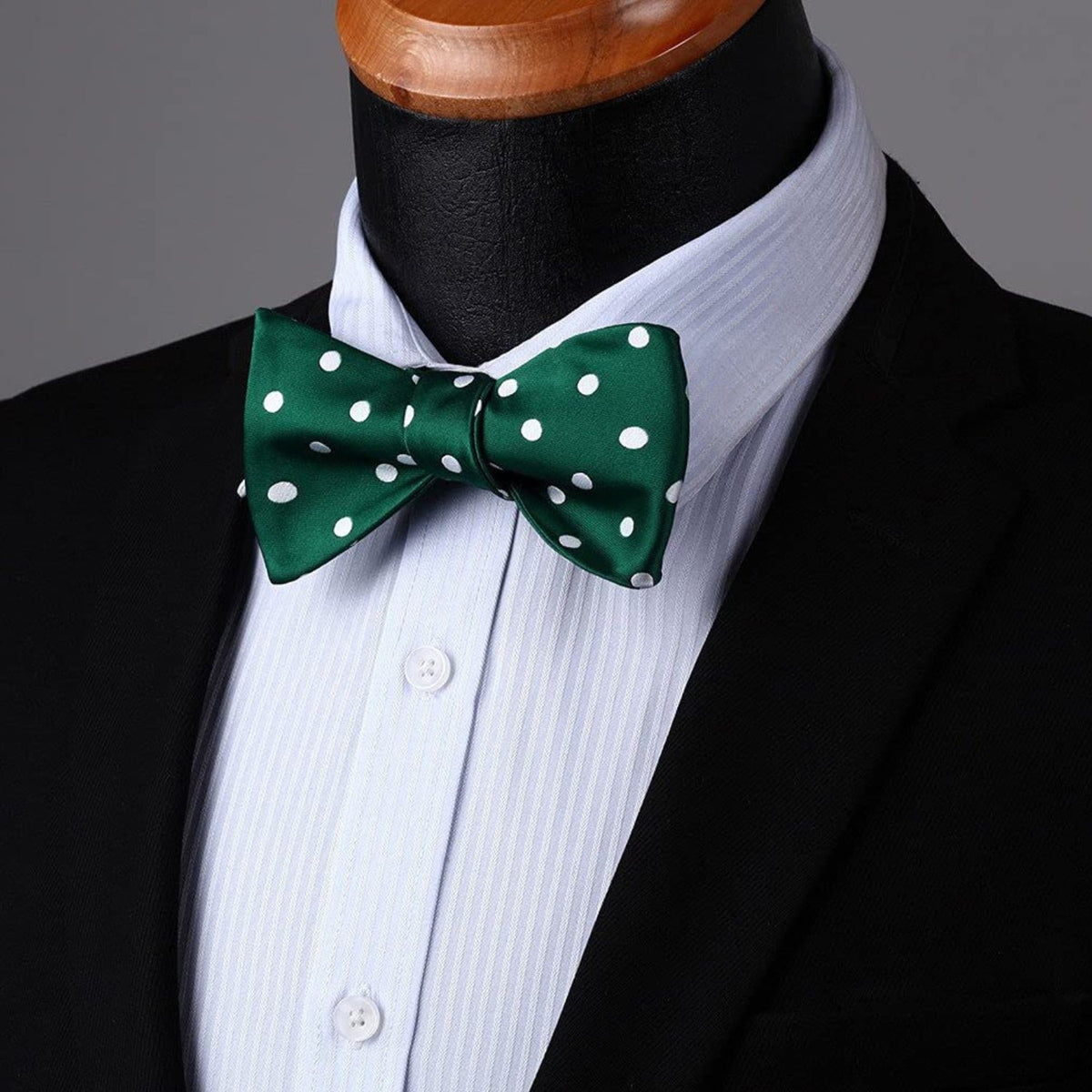 Polka Dots Bow Tie & Pocket Square - C-GREEN/WHITE